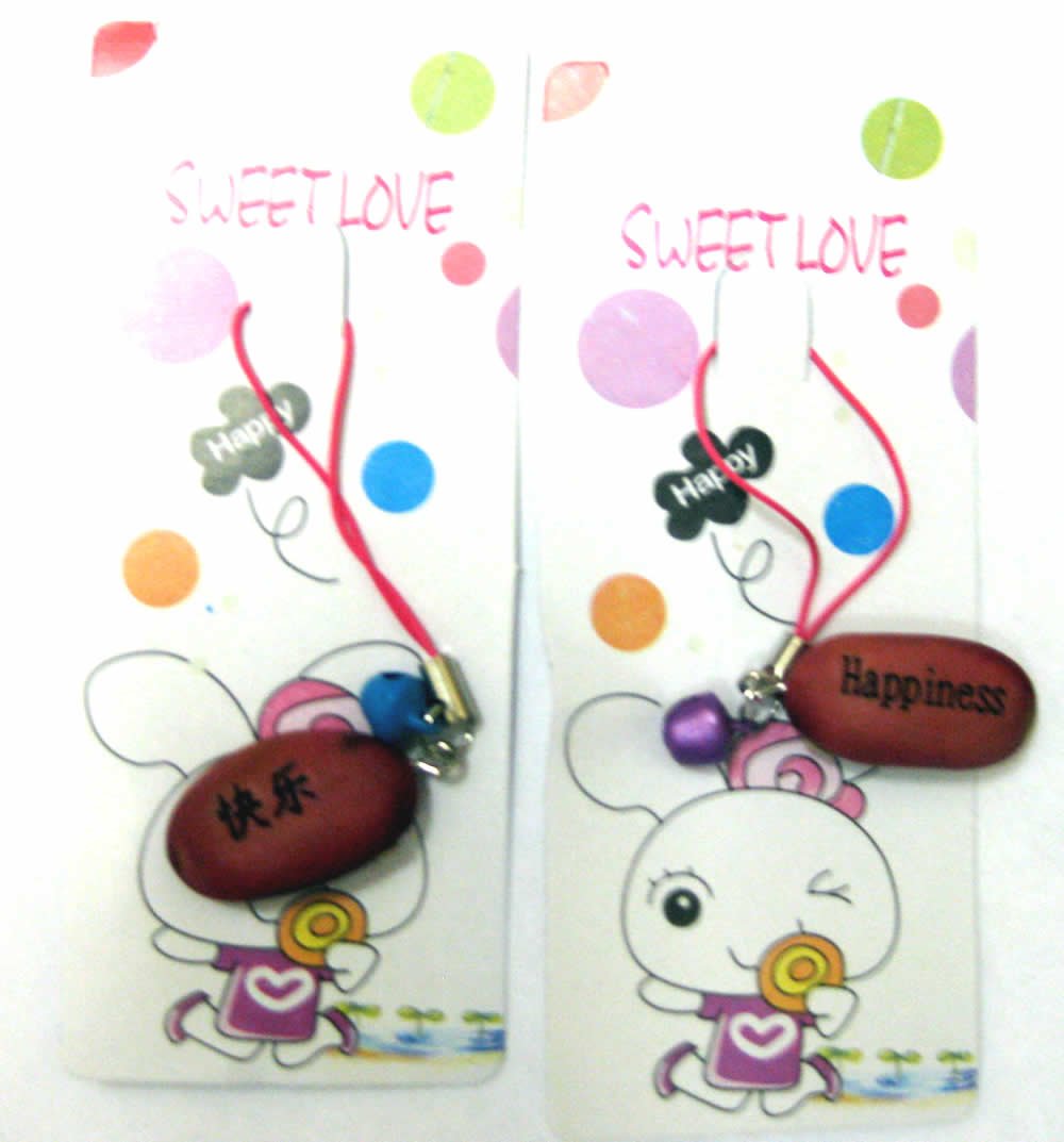 20 Pack-Message Lucky Red Bean Charm- Say It with Jack's Lucky Beans. Whole Sale Toys (Happiness)
