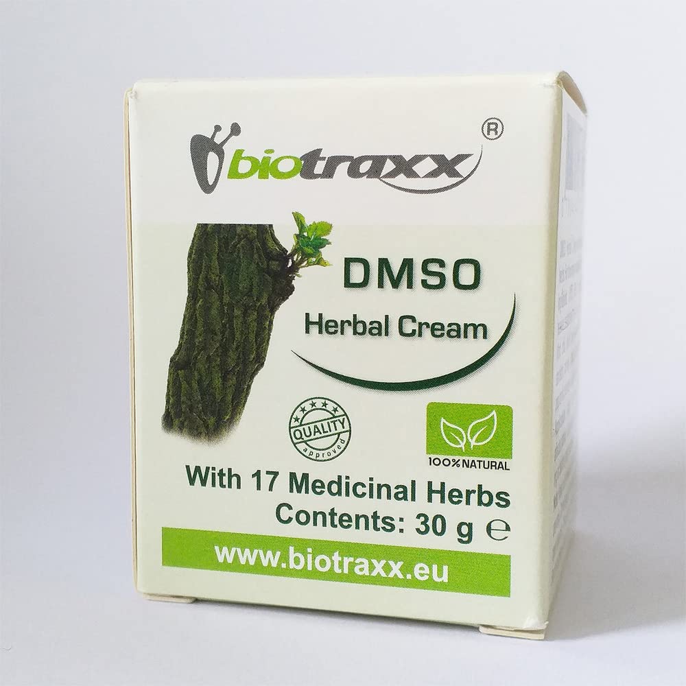 Biotraxx DMSO (dimetylosulfotlenek) krem ziołowy 30 g – bardzo skuteczny krem z wysoką zawartością DMSO i oleju magnezowego oraz 17 ziół leczniczych