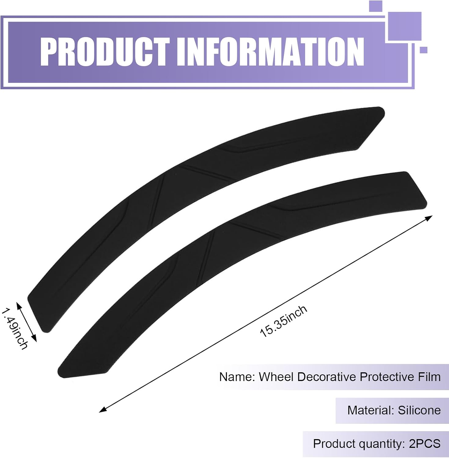 2 PCS Car Wheel Tire Eyebrow Strip, Silicone Anti-Scratch Fender Flare Lip Trim Strip, Sport Style Thickened Protective Sticker, Universal Self-Adhesive Car Body Edge Accessory (Black)
