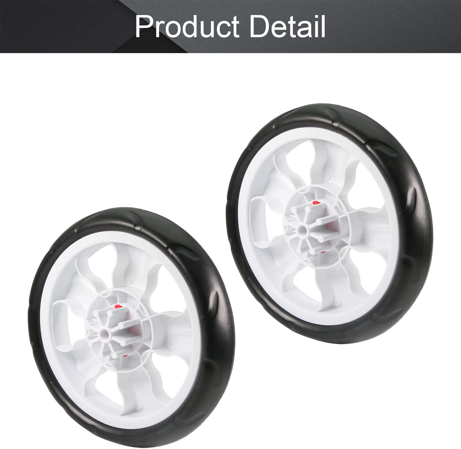 MroMax 4Pcs Stroller Wheels, 190mm x 38mm Single Wheel, Plastic Replacement for Pet Stroller