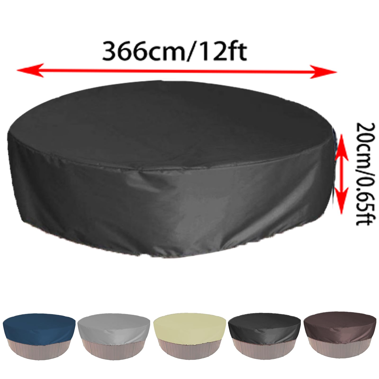 Copertura per Piscina Rotonda,Copertura per Vasca Idromassaggio,Impermeabile e Antipolvere,Esterno Portatile Patio Coperturas Protettiva per Piscina con Coulisse,Giallo,366 * 20cm