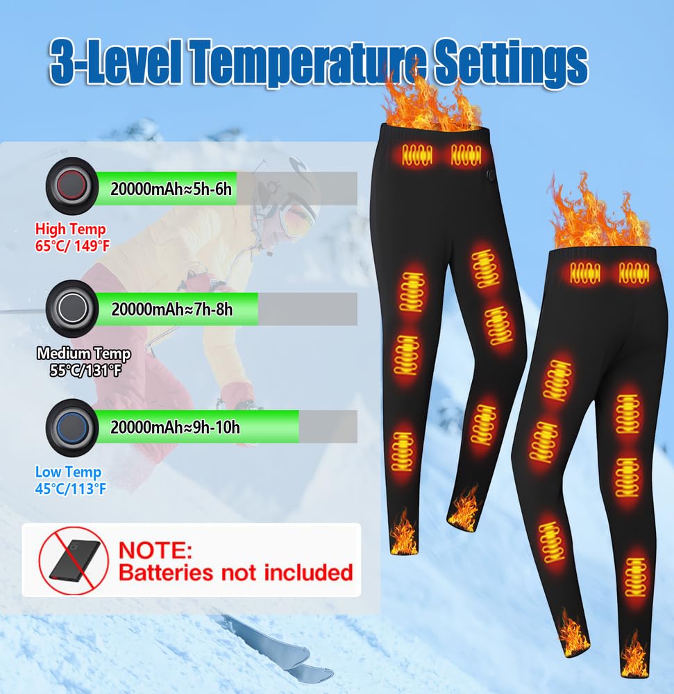 Beheizbare Unisex-Thermounterwäsche,Elektrische Heizung thermal unterwäsche,Oberteil mit 26 Zonen, Hose mit 16 Zonen, USB- und DC-Anschluss, 3 Temperaturstufen, geeignet für Camping und Wandern