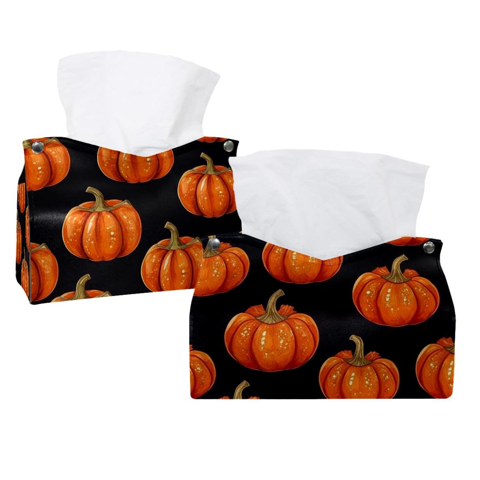 Boîtes à mouchoirs Helloween Pumkins 2_177 lot de 2 pour salle de bain salon