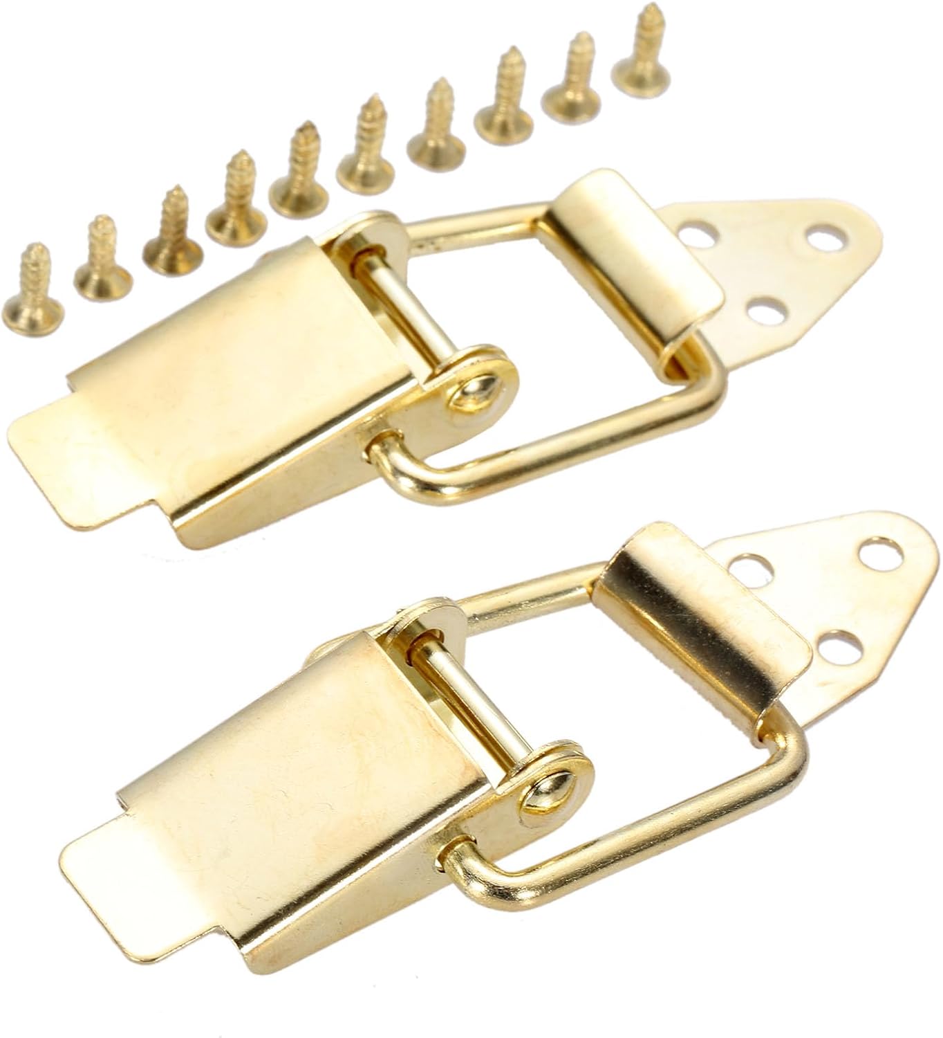 dophee 10Pcs Spring Loaded Toggle Hasp Lock, Gold Box Latch Catch for Wooden Box Case Jewelry Box Wine Box Toolbox, 80x18mm/3.15"x0.71"