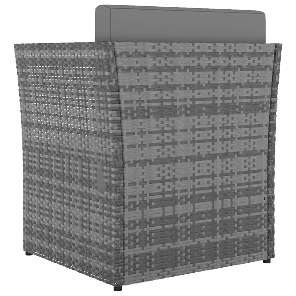 Chaise de Jardin avec Pouf en Résine Tressée Anthracite, Fauteuil de Terrasse Extérieur et Intérieur avec Coussins Gris Foncé, Mobilier pour Balcon et Patio