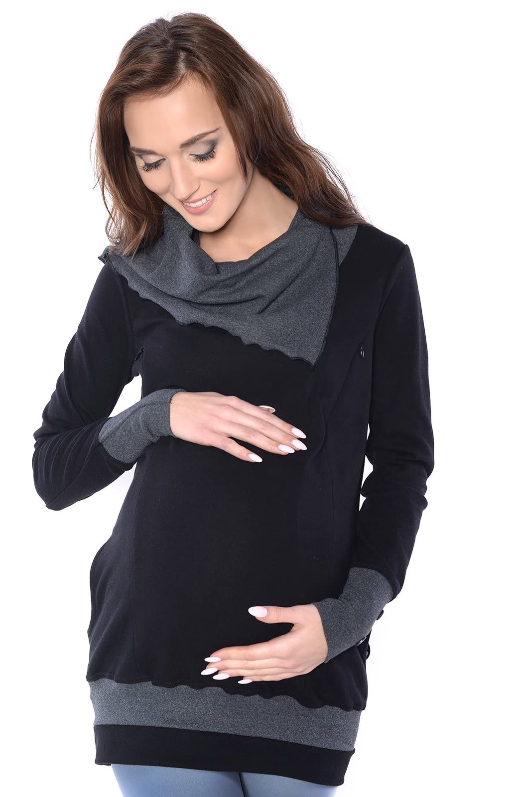 Mija - Pullover Felpa riscaldante 2 in 1 Premaman/Allattamento al Seno 4020A