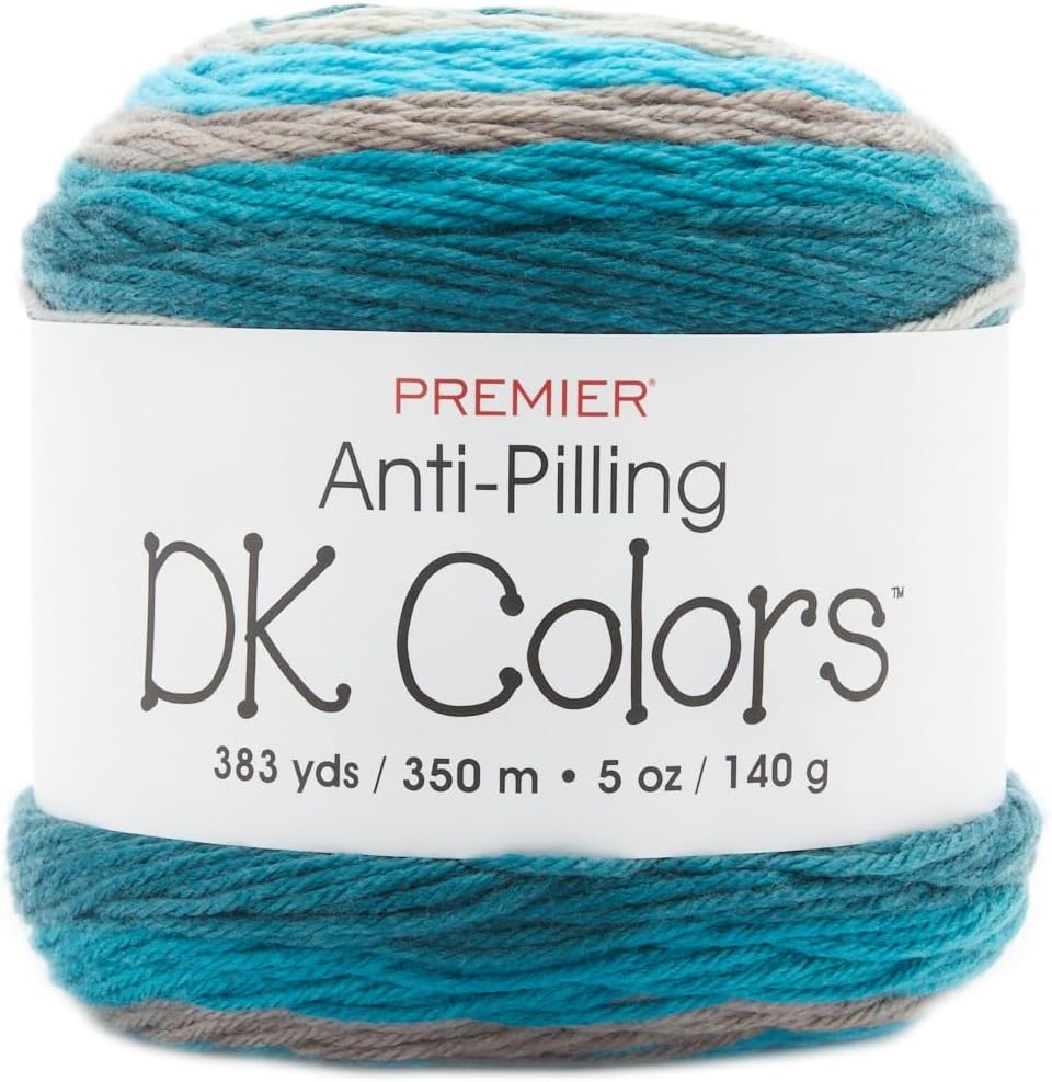 Anti-Pilling DK Colors Yarn, Acrylic Yarn for Crocheting and Knitting, Machine-Washable, DK Weight Yarn, Waves, 5 oz, 383 Yards