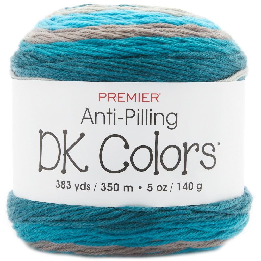 Anti-Pilling DK Colors Yarn, Acrylic Yarn for Crocheting and Knitting, Machine-Washable, DK Weight Yarn, Waves, 5 oz, 383 Yards