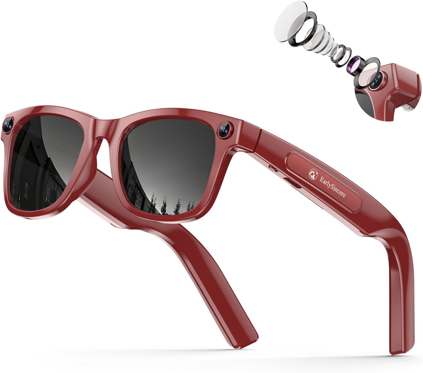 Unique Version – Good Glasses With Digital camera: 8mp Digital camera Supporting 1080p Hd Video Recording, Photograph/Video/Audio Recording, 410mah Battery, Contains Ai Assistant, Ai Translation, And Bluetooth Calling