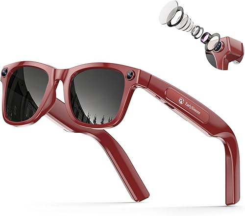 Edición exclusiva: gafas inteligentes con cámara: cámara de 8 MP compatible con grabación de video HD de 1080p, grabación de fotos/videos/audio,