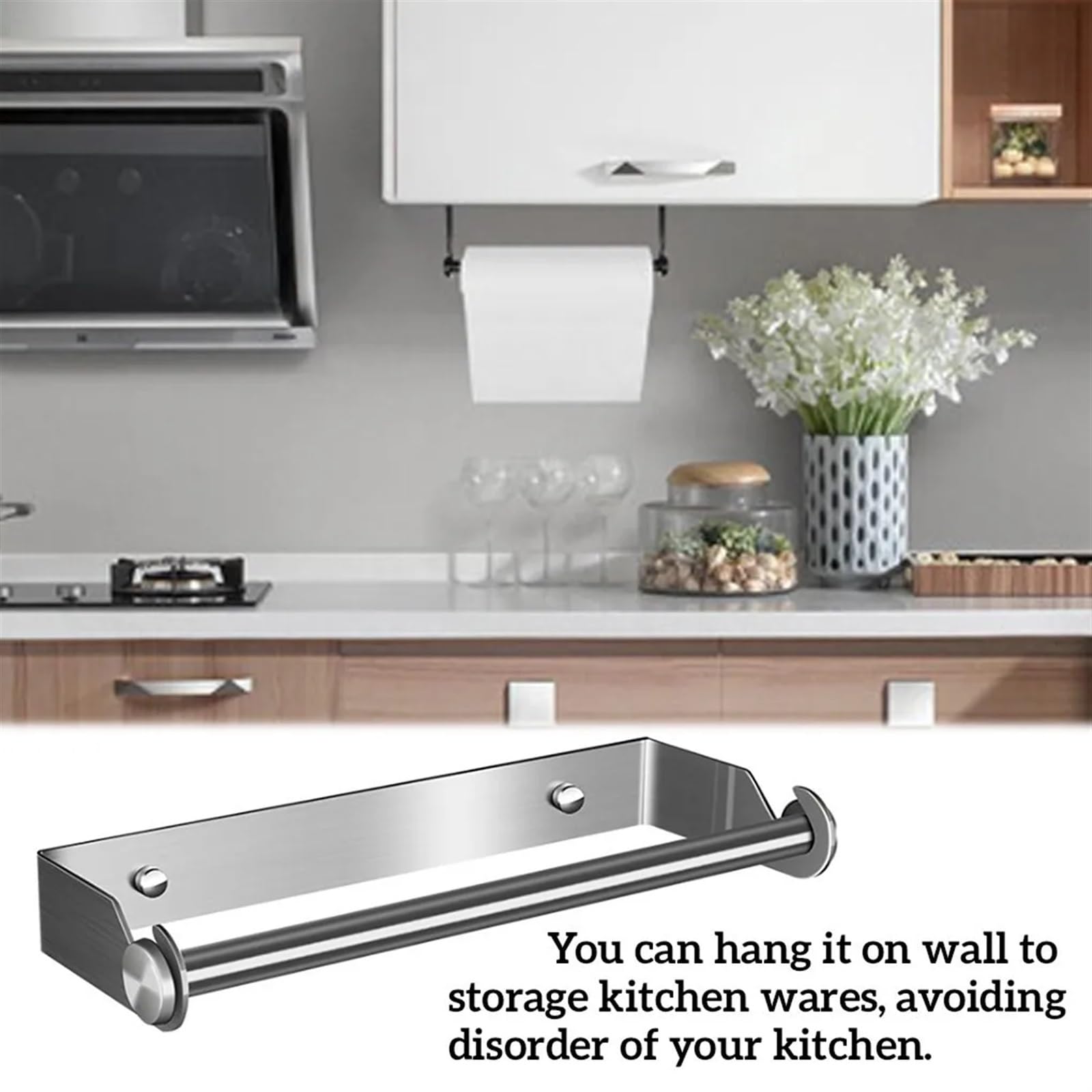 CMBSSTFC Porta Carta igienica in Acciaio Inox, portarotolo da Cucina, portarotolo da Parete e Scatola per fazzoletti in ABS, per Bagno e Cucina (Argento)