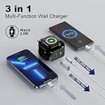 Chargeur pour Apple Watch PD 20W Bloc de Charge Rapide Magnétique Sans Fil avec Ports Doubles, Chargeur Murale Portable 3-en-1 Compatible avec Apple Watch, iPhone, Tablette, Noir