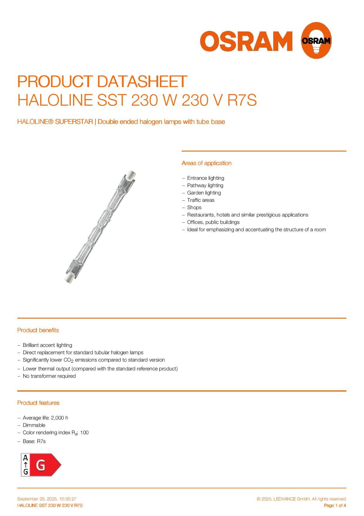Osram Haloline 64690 zestaw 5 żarówek halogenowych 80 W 230 V R7s długość 74,9 mm | wcześniej 100 W | 1385 lumenów | 2950 K ciepła biel