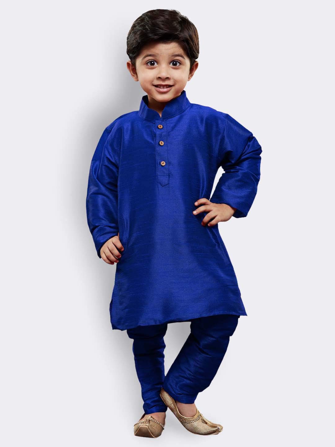 Jbn Creation Boys' Blue Silk Blend Kurta And Pyjama Set_Vasbkbu001Npbu_32