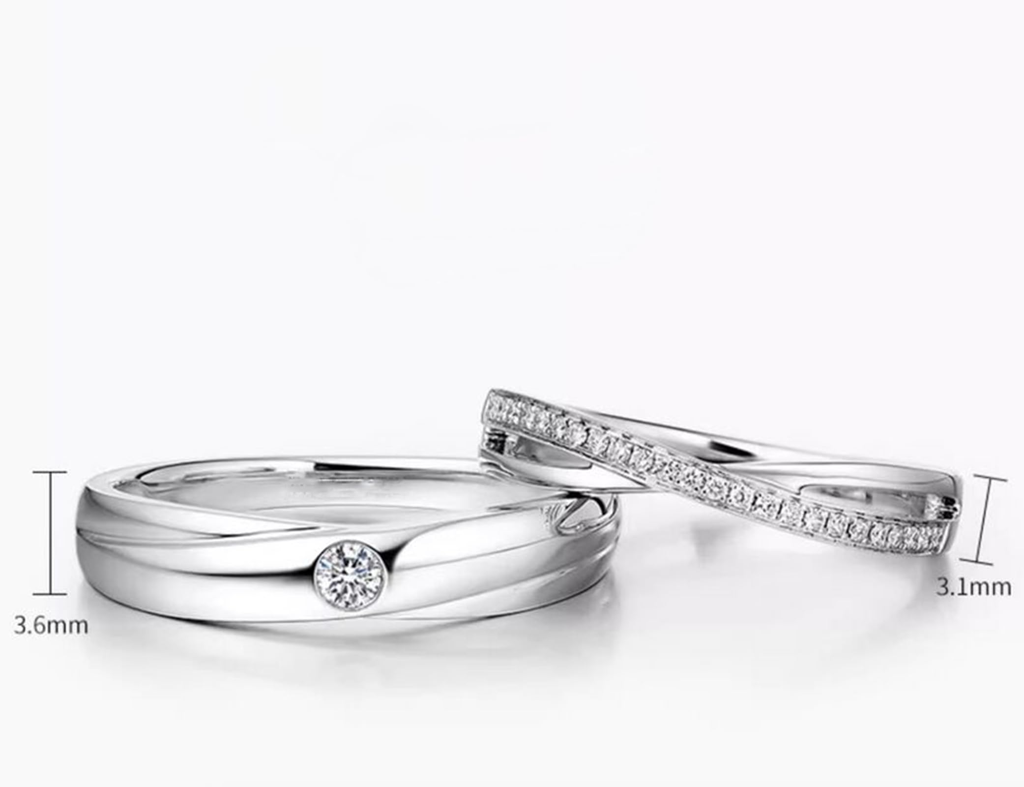 Weißgold & Platin Diamant-Verlobungsring für Damen und Herren