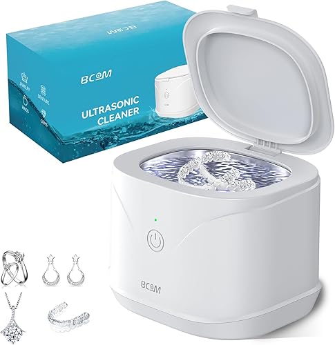 BCOM Ultrasonic Retainer Cleaner Machine, 46Khz Dental Cleaning Pod for Braces, Night Guard, Mouthguard, Toothbrush, Denture, Jewelry, Ring