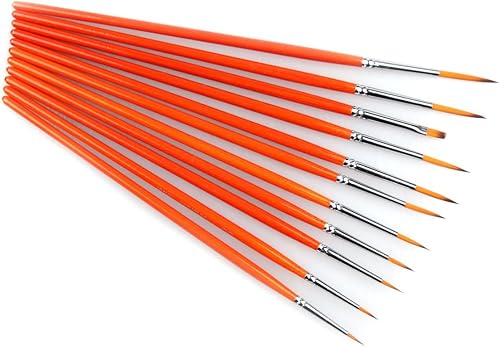 Miniatura 2 de Juego de pinceles pequeños de esmalte – Kit de pintura de detalles de 11 piezas para artistas, modelos, miniatura, acrílico y acuarela rojo