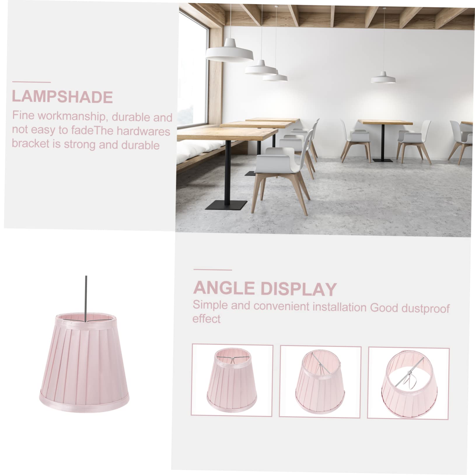 jojofuny Pink Pleated Lampshade 5.51 Inch Cloth Lamp Cover Soft Fabric Light Shade for Table Lamp Indoor Lighting Eye-Friendly Home Decor - Image 3