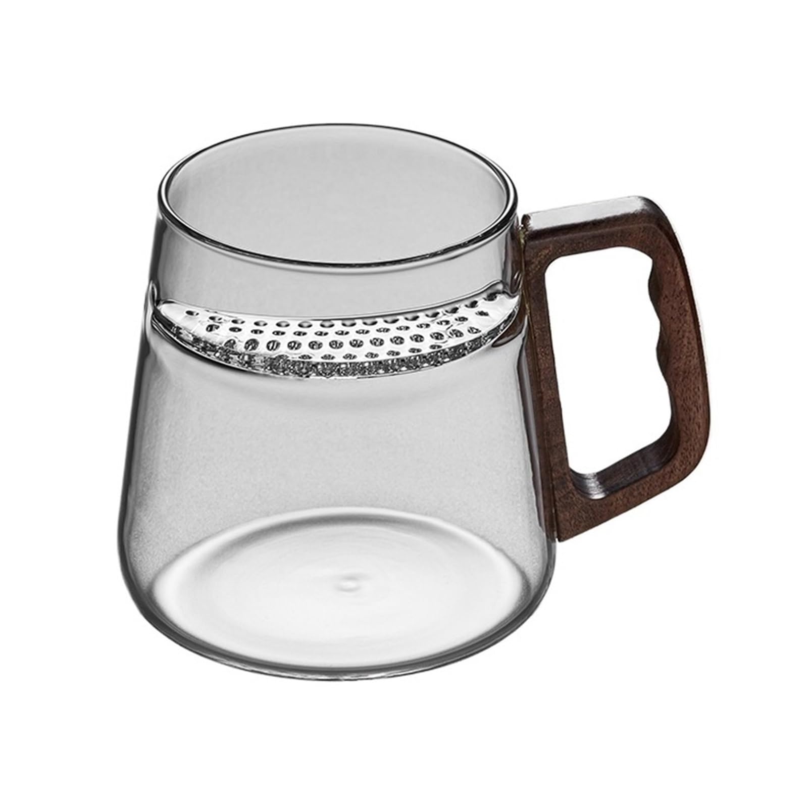 Taza de té de vidrio borosilicato de 532 ml con asa de madera e infusor