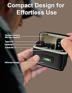 SmaFun Mini Microphone for iPhone Android Wireless Lavalier Mic(2TX+2RX+Charging Case) with Dual Mics Noise Cancelling, 48H Battery, 164FT Range for YouTube, TikTok, Vlogs, Interviews