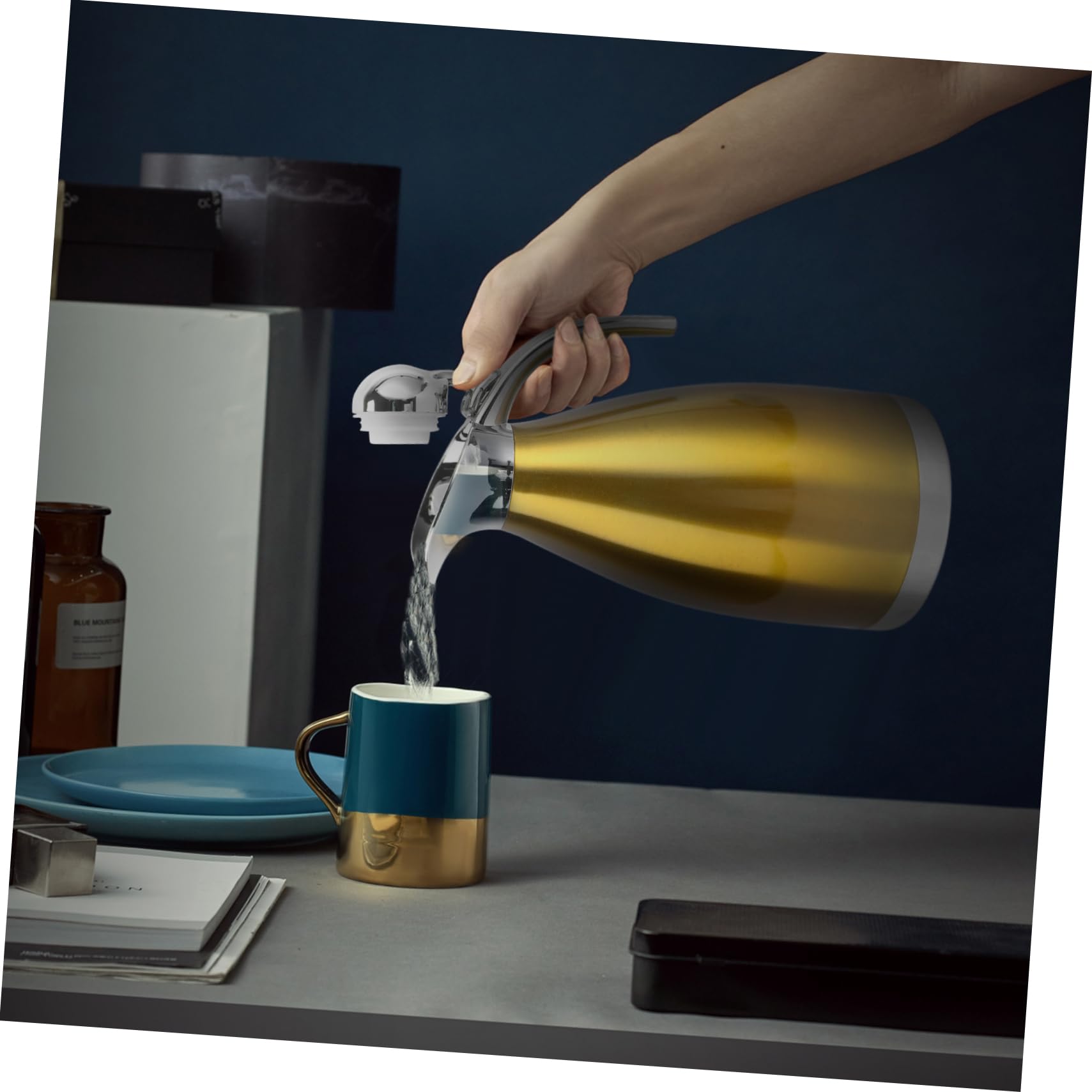 Mikinona Isolierkanne Edelstahl 304 Doppelwandig Thermosflasche Ml Vakuumisolierte Wasserflasche Für Büro Zuhause Und Unterwegs