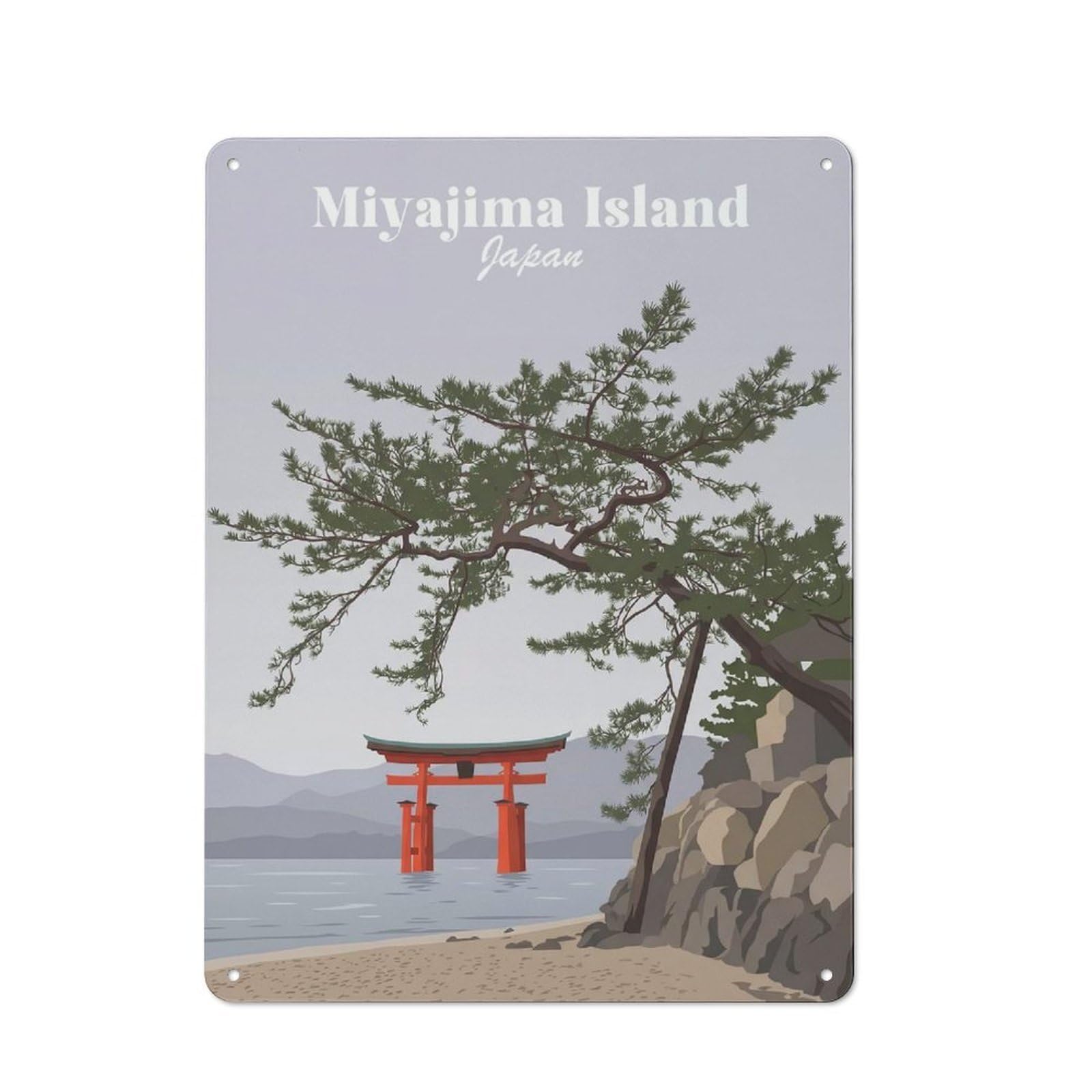 Junmoney Style-20 Miyajima Island Japan Decorative Metal Plaque 40X30cm, Shop Front Style Bistro Wall Plaque For Tea Room, Shop Wall Or Breakfast Area