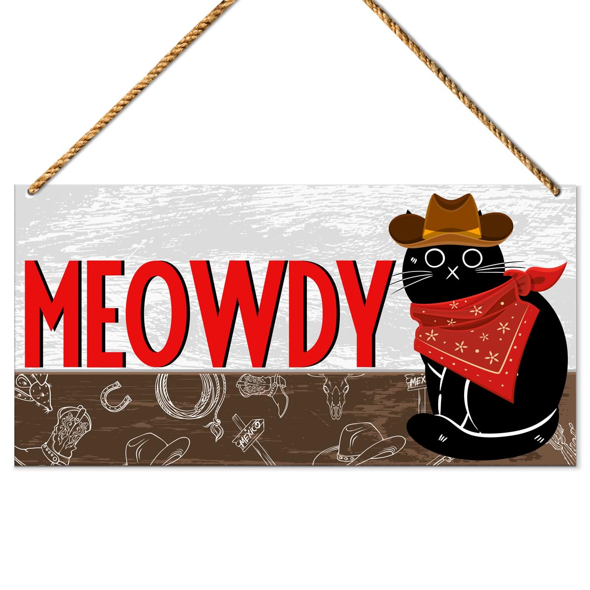 Cat Wall Sign Wood Decor, Cat Hanging Sign Decoration for Home Front Door Porch Patio Living Room Kitty Wall Decor, Housewarming Gifts for Cat Lover