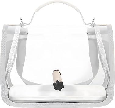 Parrot Backpack, Portable Bird Carrying Bag, with Breathable Mesh Windows, Small Bird Carrier, Travel Bird Cages with Perch, Transparent Ventilation, Lightweight and Portable, for Outdoor Use White