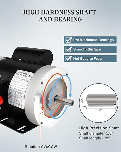 Miniatura 4 de Motor eléctrico 12HP 1750RPM Motor monofásico de uso general 115230V 78 "diámetro de eje CWCCW TEFC