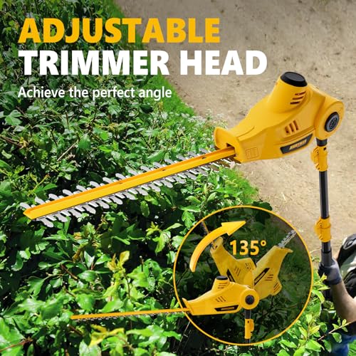 Alloyman 2D-LLJ-11-25 20V Max Pole Hedge Trimmer,Telescoping Pole Hedge Trimmer,With 2 Packs 2.0Ah Batteries & Charger,8 Feet Hedge Trimmer thumb #2