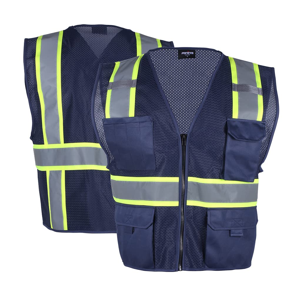 FONIRRA 2pcs 2pcs Hi Vis Safety Mesh Vest for Men ANSI Class 2 High Visibility Reflective Work Vest with Pockets and Zipper