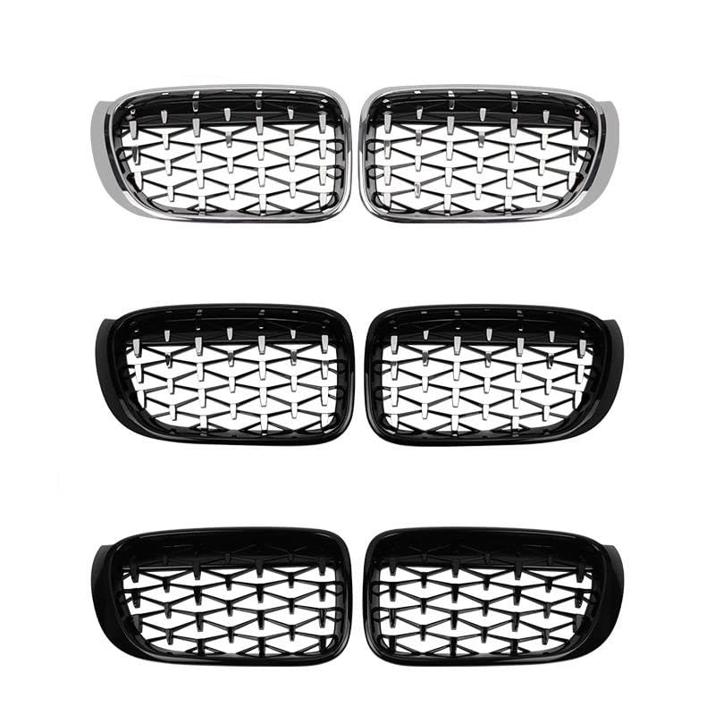 Grille de radiateur diamant argentée pour BMW E81 E82 E87 E88 style course - 3