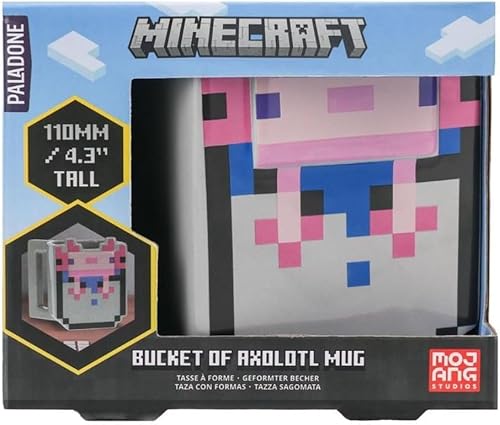 Paladone Taza Bucket of Axolotl  Producto oficial de Minecraft, taza de café de cerámica, regalo para jugadores, taza coleccionable de 13.5 fl oz