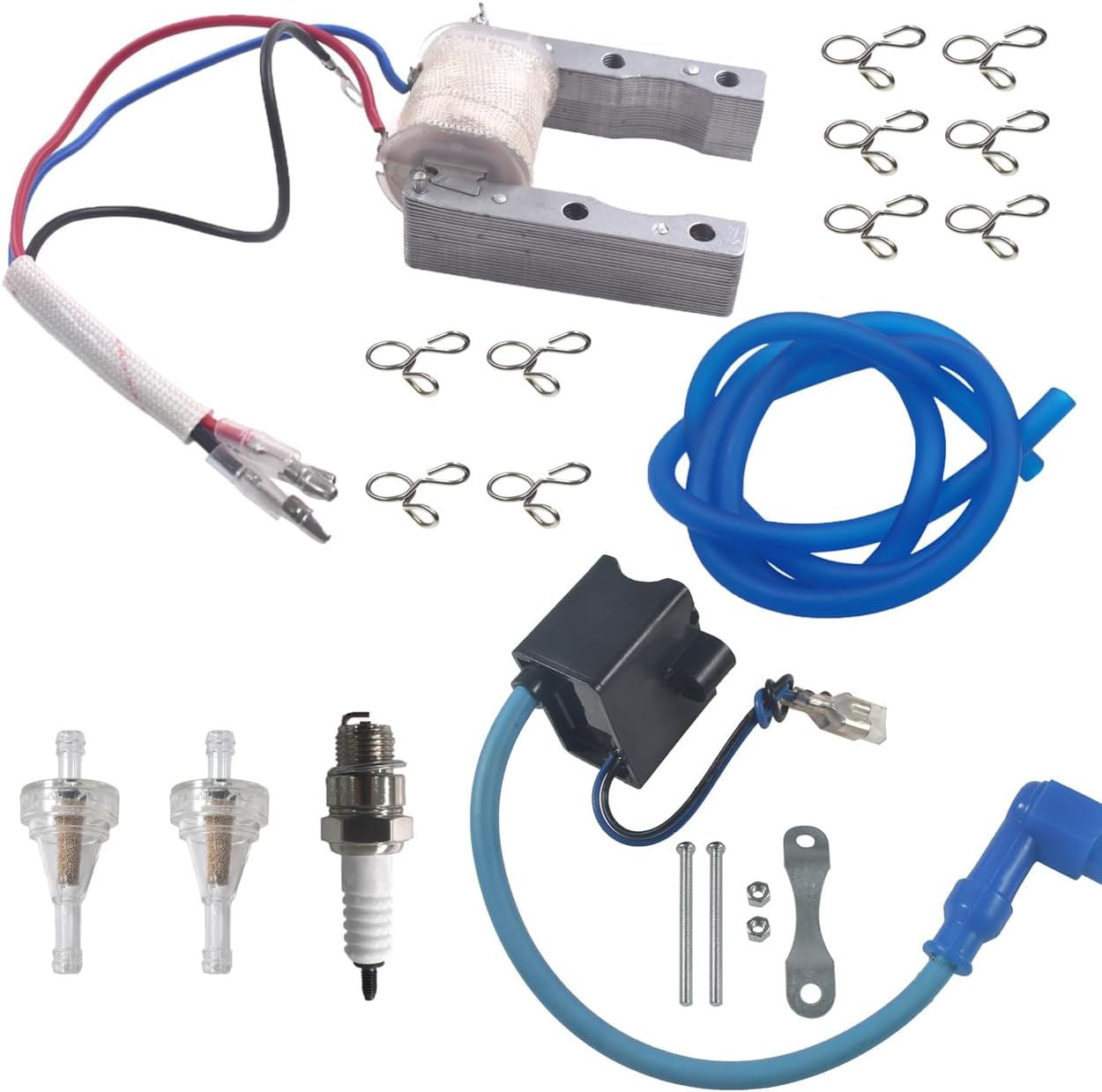 High - Performance CDI Ignition Coil, Magneto Coil and Spark Plug Kit for 48cc - 80cc 2 - Stroke Engine Motorized Bicycle & Bike