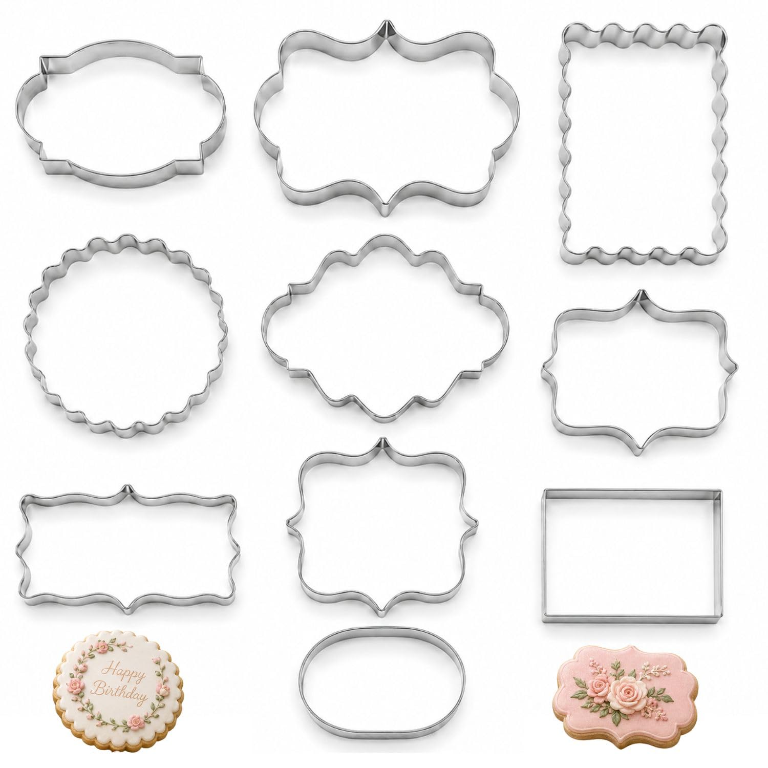 Frame Biscuit and Cookie Cutters, 10-Piece Stainless Steel Set