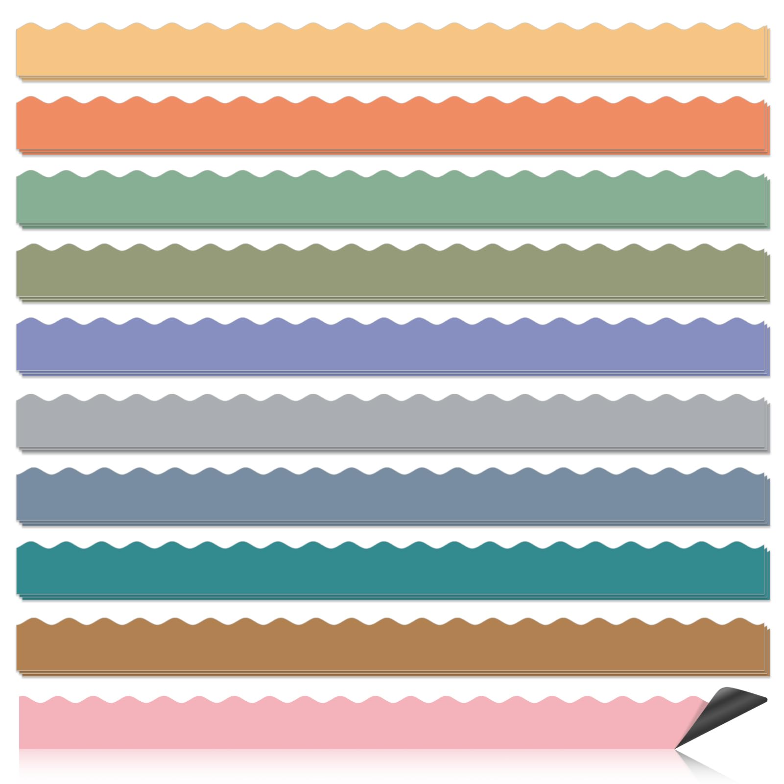 Magnetic Borders for Classroom Whiteboard - 30 Pcs Boho Magnetic Bulletin Board Border Set - Neutral Scalloped Chalkboard Border Strips for Teachers, Parents, DIY Home,School & Office Decoration — image 1