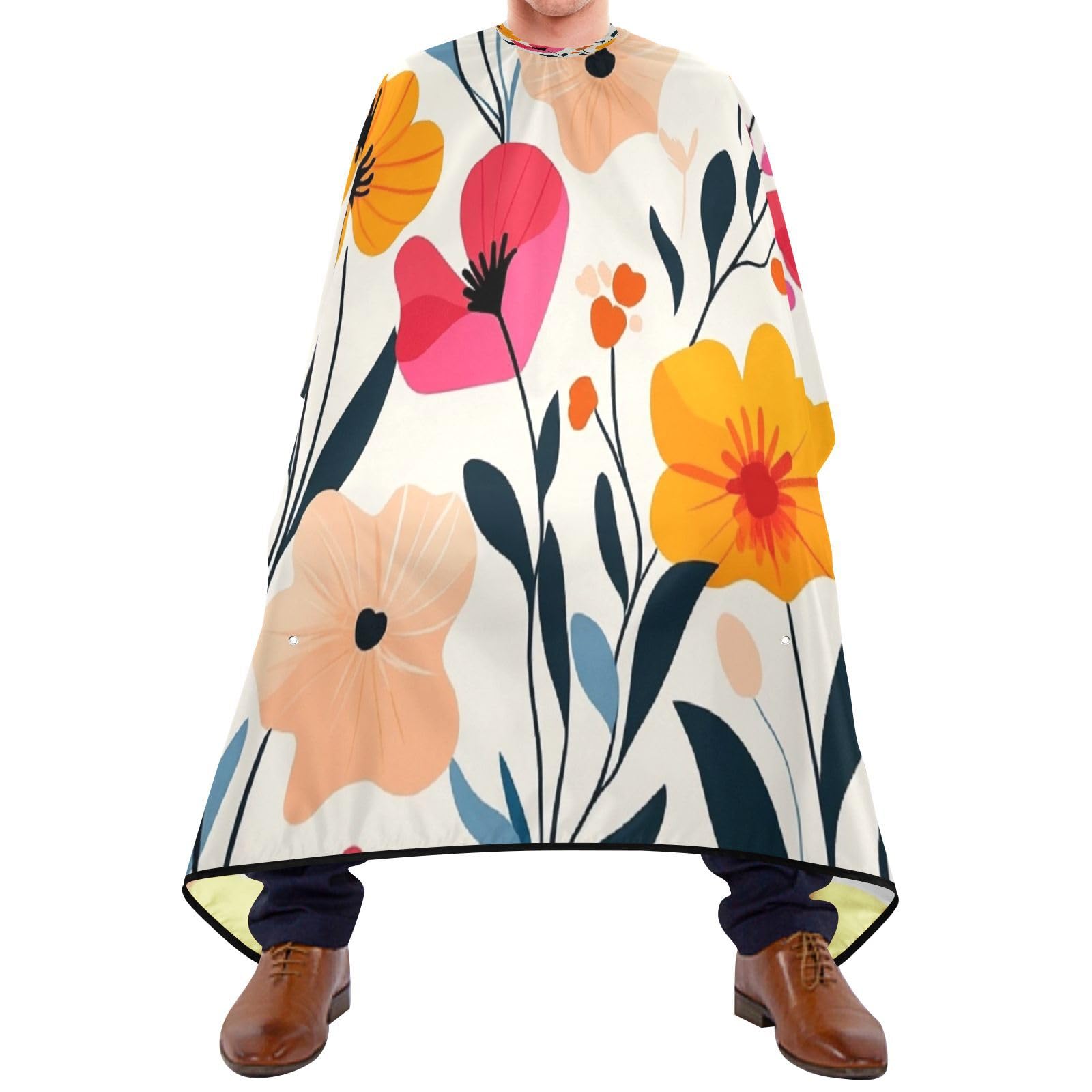 Kigai Colorful Flowers Hair Cutting Cape for Men & Women Waterproof Barber Cape Professional Hairdressing Salon Styling Apron with Adjustable Closure Snap