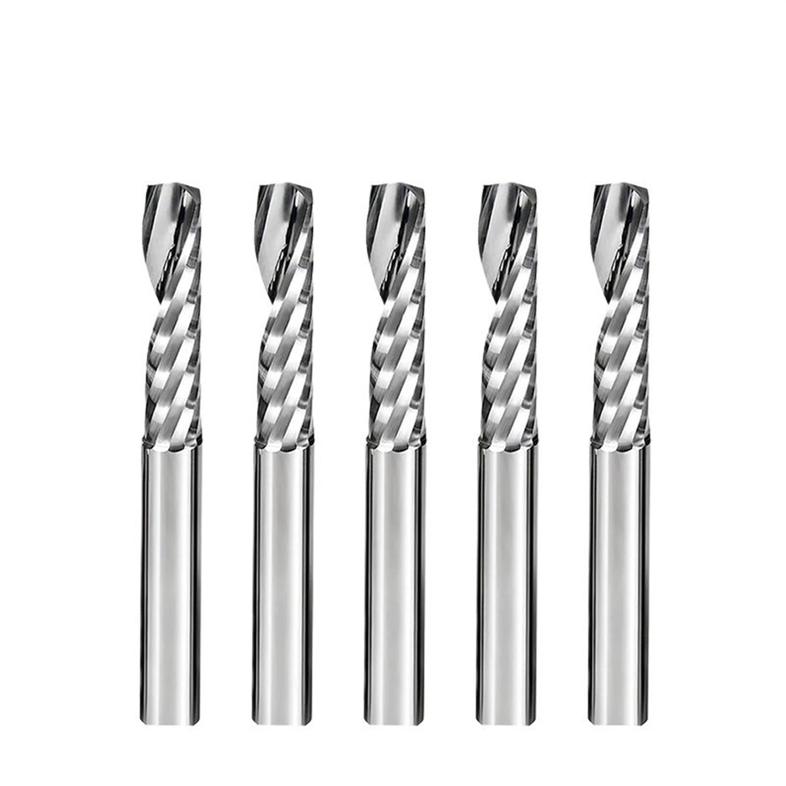 TBZOQAID 50pcs CNC Router Bits End Mill 3.175mm 4mm 5mm 6mm Single Flute Spiral Carbide Milling Cutter O-type Engraving Carving Cutters for Acrylic PVC Wood(6x22mm)