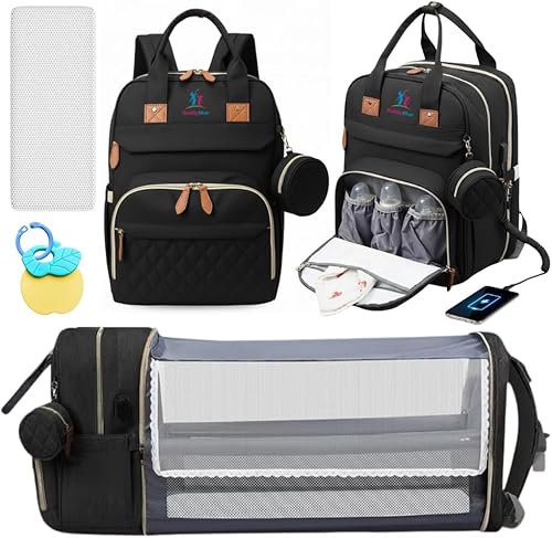 Bolsas de pañales para bebé con cambiador, mochila impermeable para madres y papás con puerto de carga USB, regalos de baby shower, mochila para