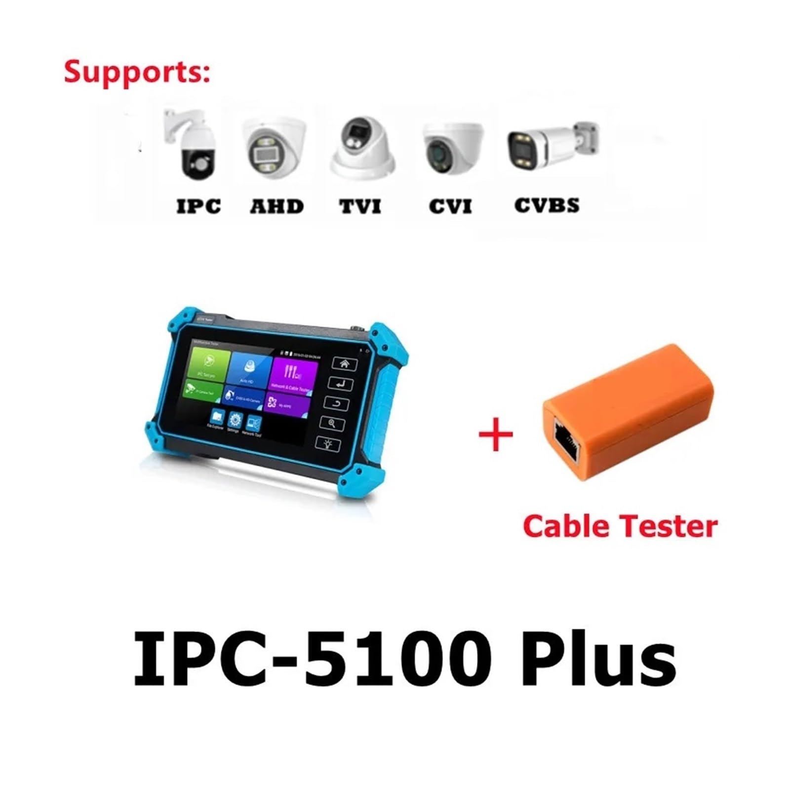 Tester CCTV, IPC5200C Tester monitora CCTV 4K | Z Tester kamery IP Analogowy tester monitoringu wideo CCTV IP PoE RJ45 Test kabla TDR do testowania kamer CCTV i IP.