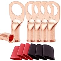 Vista 18 de TKDMR 6 terminales de batería de 4 AWG-3/8, terminales de alambre resistentes, terminales de anillo, extremos de cable de batería, terminales