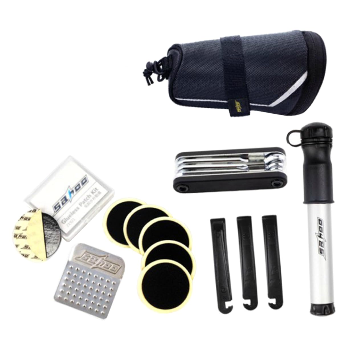 GANAZONO Bike Repair Tools Set Comprehensive Kit with Tire Levers Patch Kit Mini Pump Tire Inflator Crowbar Chain Splitter Perfect for Home Camping