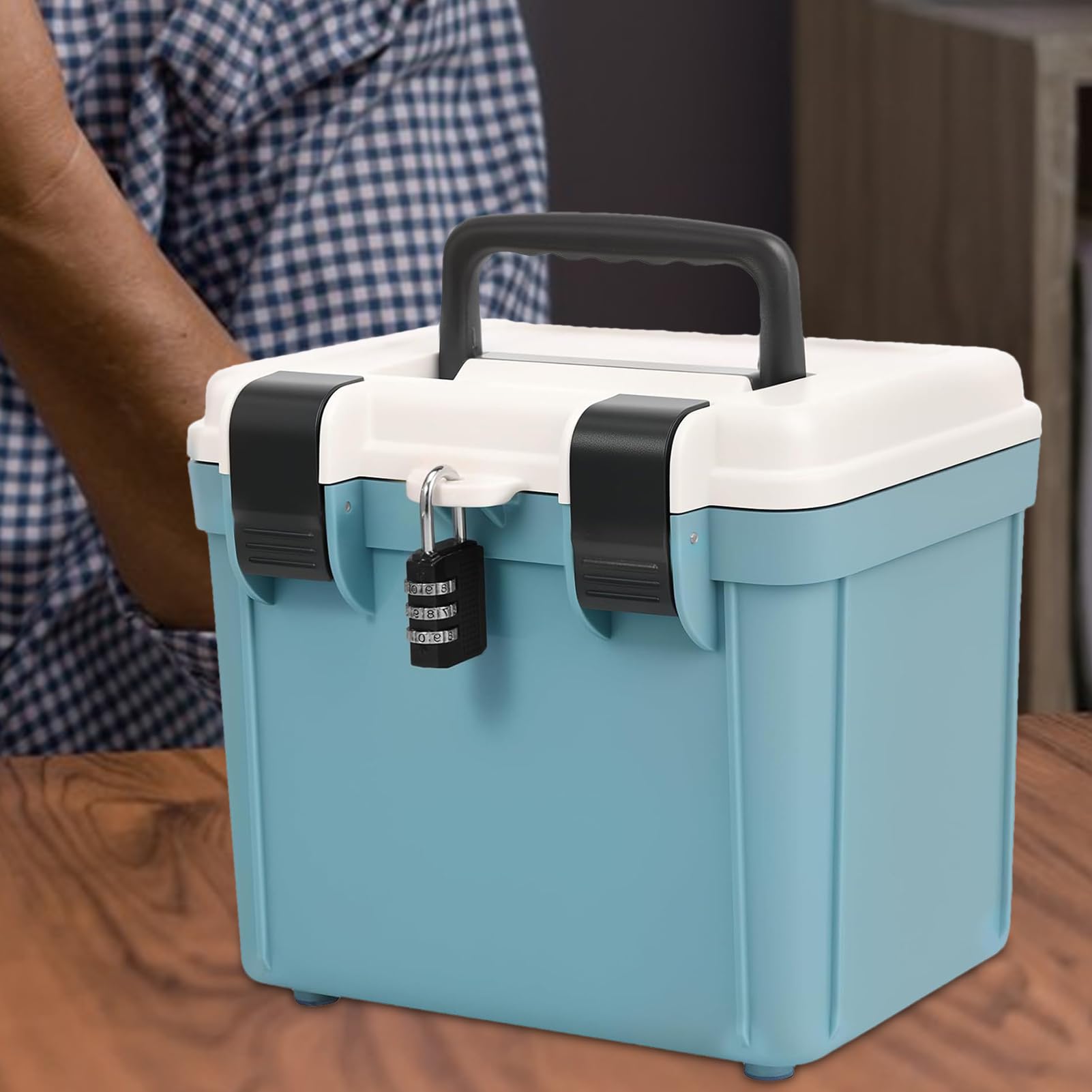 Genérico Caja para Medicamentos con Cerradura,Caja Fuerte Portátil Con Candado - Gran Capacidad Para Medicamentos, Herramientas Y Documentos, Portátil Para Hogar Trabajo Viajes Exterior Y Coche