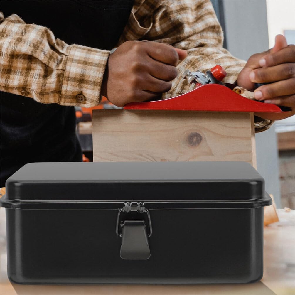 DOITOOL Cassetta portautensili in metallo, 2 pezzi, organizer per attrezzi in metallo con fermo, scatola portatile per attrezzi, per lavoratori edili, carpenteria, casa, officina, garage