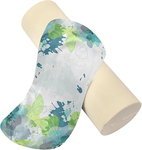 Miniatura 4 de Artistic Ink Green Flowers Bolster Pillow Cotton Neck Roll Pillow for Sleeping Round Pillows for Chairs for Round Bolster Cover with Zipper Cylinder