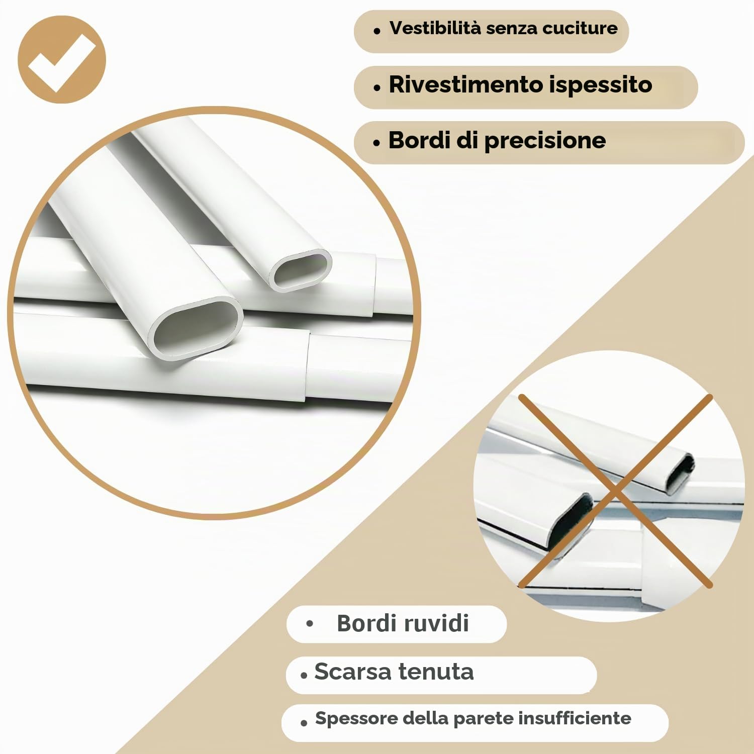 Asta per Tende Plastica Regolabile 2 Pezzi 30-50CM Bianco