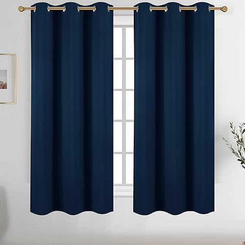Diraysid Cortinas opacas con ojales azul marino para dormitorio aislamiento térmico cortinas de oscurecimiento de habitación 42 x 72 pulgadas 2