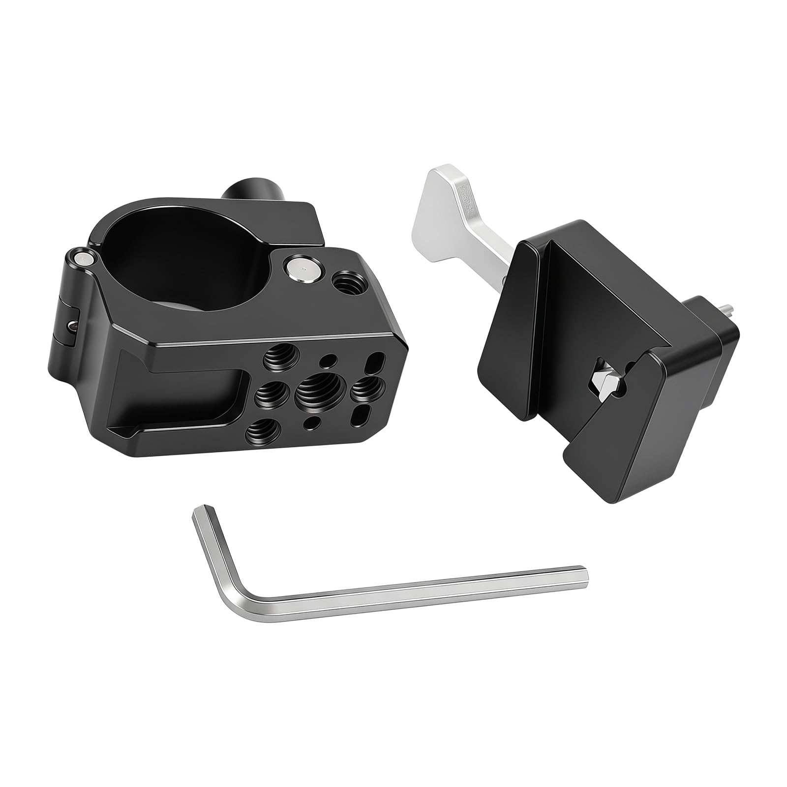Abrazadera de tubo de un solo agujero de fácil instalación con adaptador de batería de bloqueo de montaje en V estándar de 30 mm, abrazadera de varilla única de 1/4 pulgadas - 20 clips para el hogar