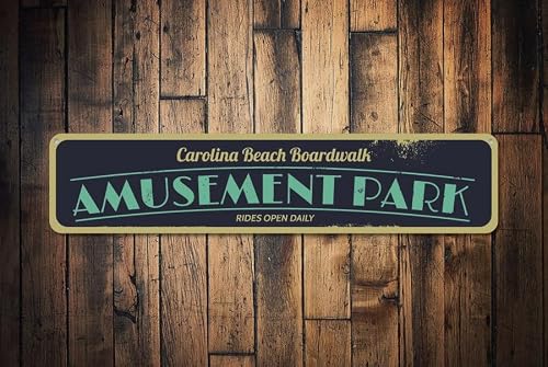 Amusement Park Sign Personalized Daily Rides Boardwalk Custom Metal Beach Decor Aluminum Size: 4 x 16 inches