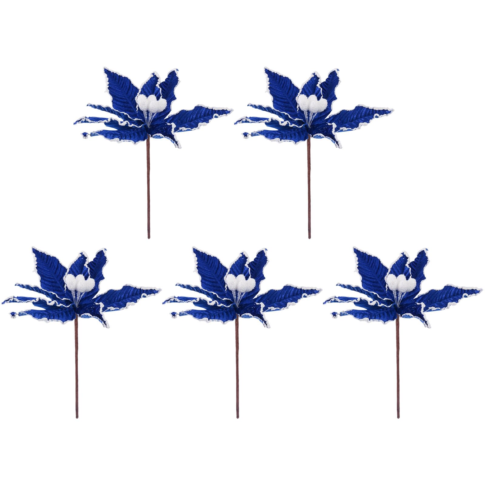 Kangnice 5 Christmas Blossomy Arrangements White Paper Packaging Silkflowers for Artisanal Holiday Deck Color Stable Artificial Christmas Bushes